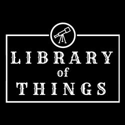 library of things logo with telescope