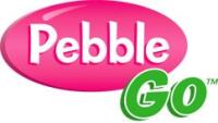 Pink and green pebble go logo