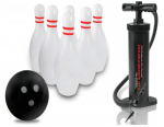 large inflatable bowling pins and ball with air pump