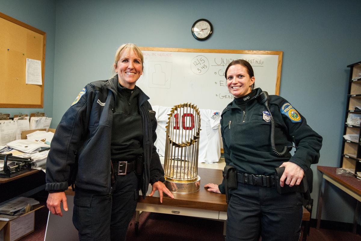 Department Personnel with World Series Trophy