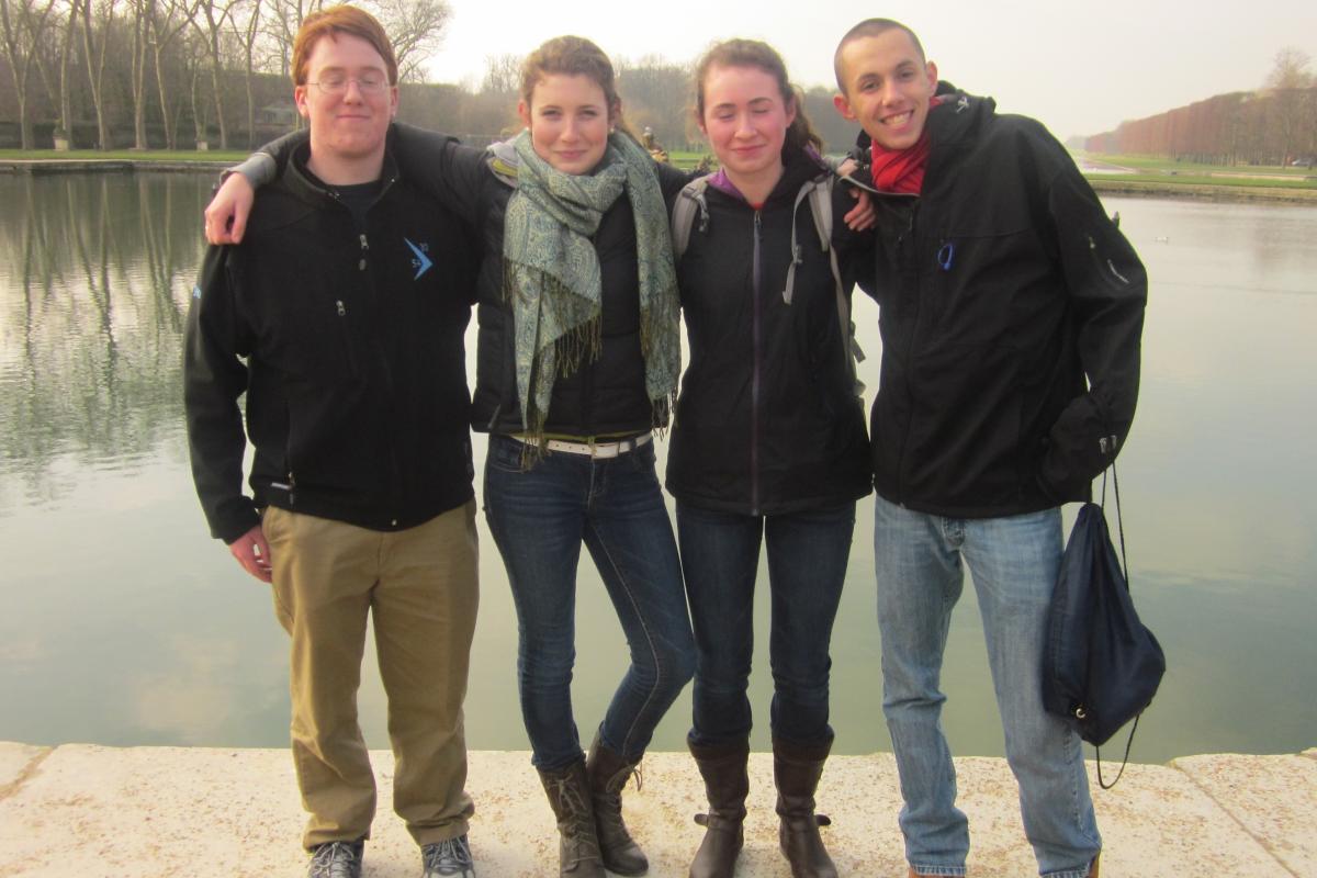 SHS/CHSFrench Exchange students Connor Horgan, Maggie Littlejohn, Kate Broderick, and Peter Belval at Versailles.